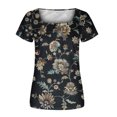 thumbnail image 4 of SMihono Hauts pour Femmes Été Chic Décontracté Mode Femme Imprimé Décontracté Col Rond Manches Courtes T-Shirt Ample Blouse Hauts T-Shirt Oversize pour Femmes, 4 of 5