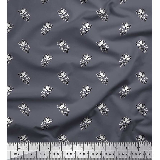 Soimoi Rayon Crepe Fabric Floral Block Fabric Prints by Yard 46 Inch Wide
