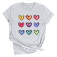 thumbnail image 1 of Meichang T-Shirts de la Saint-Valentin pour Femmes Imprimé Cœur Manches Courtes Col Rond Hauts Coupe Ample Pull T-Shirts Mignons Blouses, 1 of 2