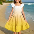 thumbnail image 4 of MIASHUI Robes pour Filles à Manches Volantées Extensibles, Coupe Trapèze Évasée, Robe d'École, Jaune, 9-10 Ans, 4 of 5