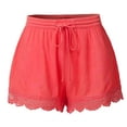 thumbnail image 2 of Yuyuzo Plus Size Shorts for Women Drawstring Wide Leg Lace Bottom High Waist Solid Color Lounge Shorts, 2 of 6