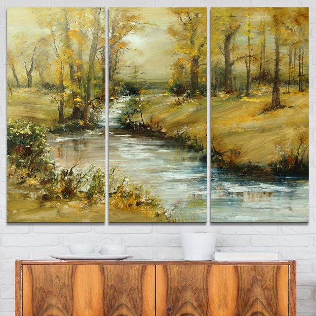 Peinture à l'Huile Ruisseau en Automne