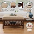 thumbnail image 3 of Designs4Comfort Silverton Coffee Table Cocktail Ottoman w/ Shelf in Beige Fabric, 3 of 6