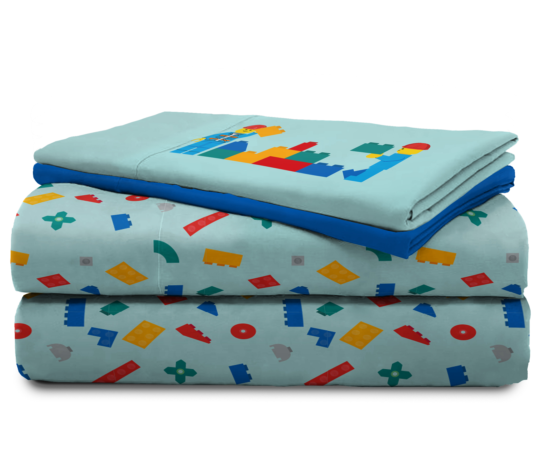 LEGO® Ensemble de Draps 4-Pièces pour Lit 2 Places pour Enfants, 100 % Polyester