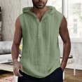 thumbnail image 2 of Qopobobo Mens Muscle Shirts Tank Top Mens Solid Color Simple Csual Fashion Drawstring Button Hooded Vest Top Green,L, 2 of 5