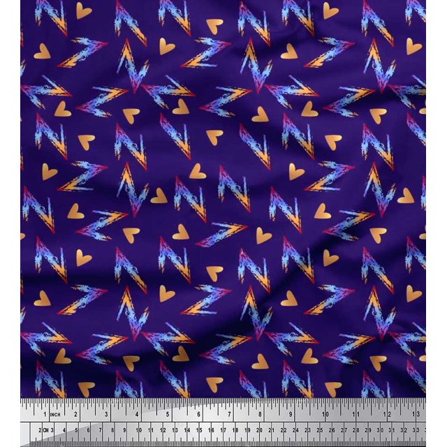 Soimoi Cotton Voile Fabric Heart & Text Print Fabric by Yard 56 Inch Wide