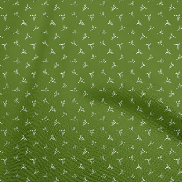 oneOone Velvet Green Fabric Bird Craft Projects Decor Fabric Printed By The Yard 58 Inch Wide