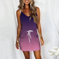 thumbnail image 1 of Pisexur Robe T-Shirt Décontractée d'Été pour Femmes Robe Tunique Sans Manches Col en V Aguichant Couleur Unie Dégradé Imprimé Mini Robe avec Poche, 1 of 6