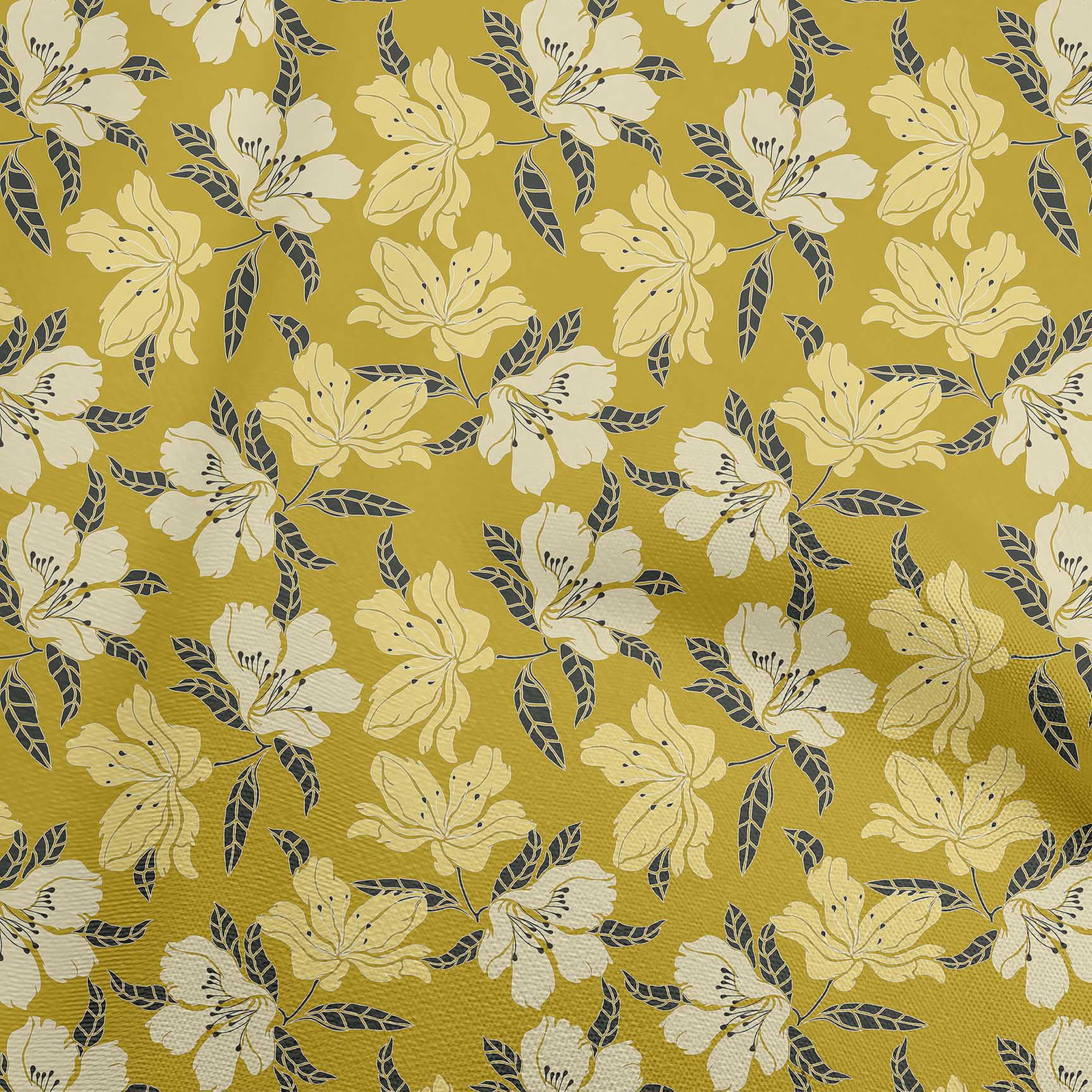 oneOone Rayon Yellow Fabric Florals Sewing Craft Projects Fabric Prints By Yard 56 Inch Wide