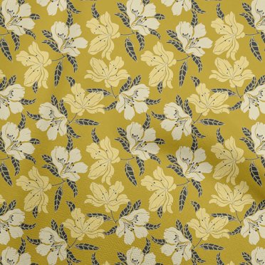 oneOone Cotton Flex Yellow Fabric Florals Fabric For Sewing Printed Craft Fabric By The Yard 40 Inch Wide