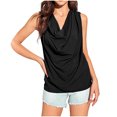 thumbnail image 1 of ohmzyzo Camisole pour Femmes Sans Manches à Col Bénitier, Drapé, devant Froncé, Blouse Tendance pour Sorties, Hauts de Bureau Basiques, Tunique, 1 of 6