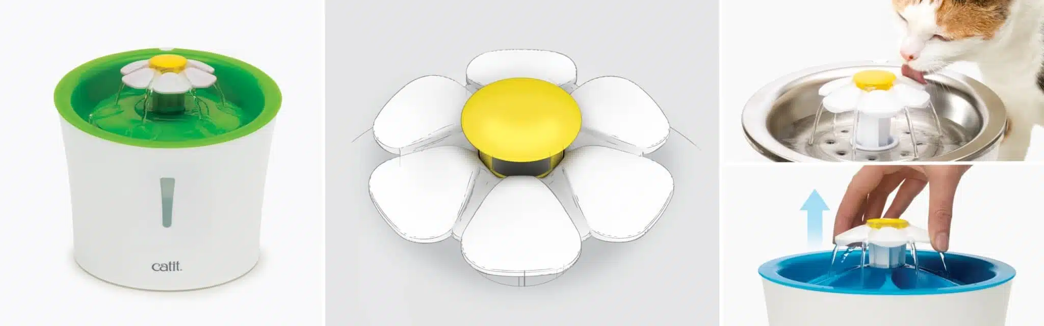 Catit Fontaine à Fleur pour Chats en Acier Inoxydable avec Ensemble Napperon, 3 L