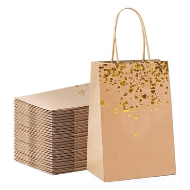 pstuiky Gift Bags Kraft Paper Bags Brown 20Pcs Heat and Scratch Resistant Enhanced Handle for Heavy Load Recyclable and Eco-Friendly 20X16X8Cm