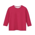 thumbnail image 5 of Plebaso Garçons Filles T-Shirts à Manches 3/4 Col Rond Blouse T-Shirt Basique Hauts Décontractés Unis T-Shirts Légers, 5 of 5