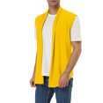 thumbnail image 1 of INSPIRE CHIC Men's Vest Open Front Asymetric Hem Sleeveless Cardigan Vest 50 Yellow, 1 of 7