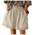 thumbnail image 1 of Timegard Womens Plus Size Shorts Cotton Linen Elastic High Waisted Wide Leg Lounge Shorts with Pockets, 1 of 7