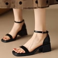 thumbnail image 1 of Cameland Womens Fashion Summer Peep Toe Ankle Strap Leather Sandals Block Mid Heels Shoes, 1 of 6