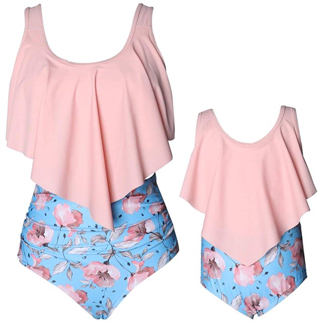 Girls Swimsuit High Waisted Two Pieces Bikini Set Swimwear Bathing Suits