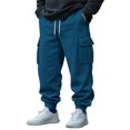 thumbnail image 2 of Yuyuzo Mens Cargo Sweatpants Causal Drawstring Workout Joggers Fleece Solid Color Athletic Pants with Pockets, 2 of 7