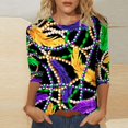 thumbnail image 2 of Outfmvch Chemises Mardi Gras pour Femmes, Manches 3/4 Hauts pour Femmes, Tenue Mardi Gras pour Femmes, Blouses pour Femmes, Hauts d'Entraînement pour Femmes, Tunique Graphique de Carnaval Manches 3/4 Col Rond Blouse Verte 4TG, 2 of 5