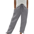 thumbnail image 1 of FNFYFH Clearance Women's Stylish Linen Pants Elastic Waist, 1 of 5