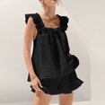 thumbnail image 2 of SNNROO Womens 2 Piece Outfits Summer Sets Sleeveless Ruffle Square Neck Tank Tops and Loose Shorts Lounge Pajama Sets, 2 of 7