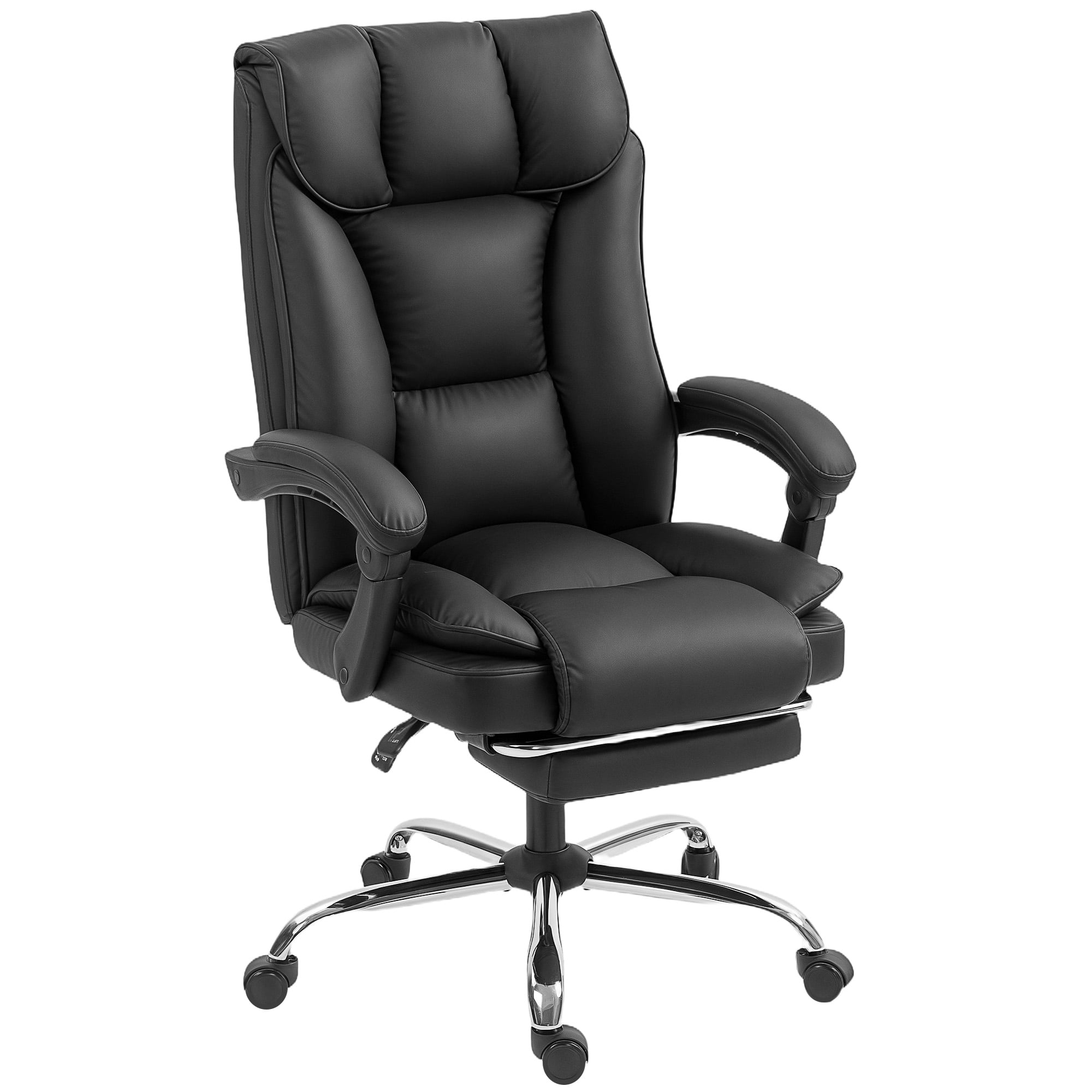 CoSoTower Executive Office Chair, Pet-Friendly Leather Ergonomic Desk Chair with Footrest, Swivel Recliner, Black