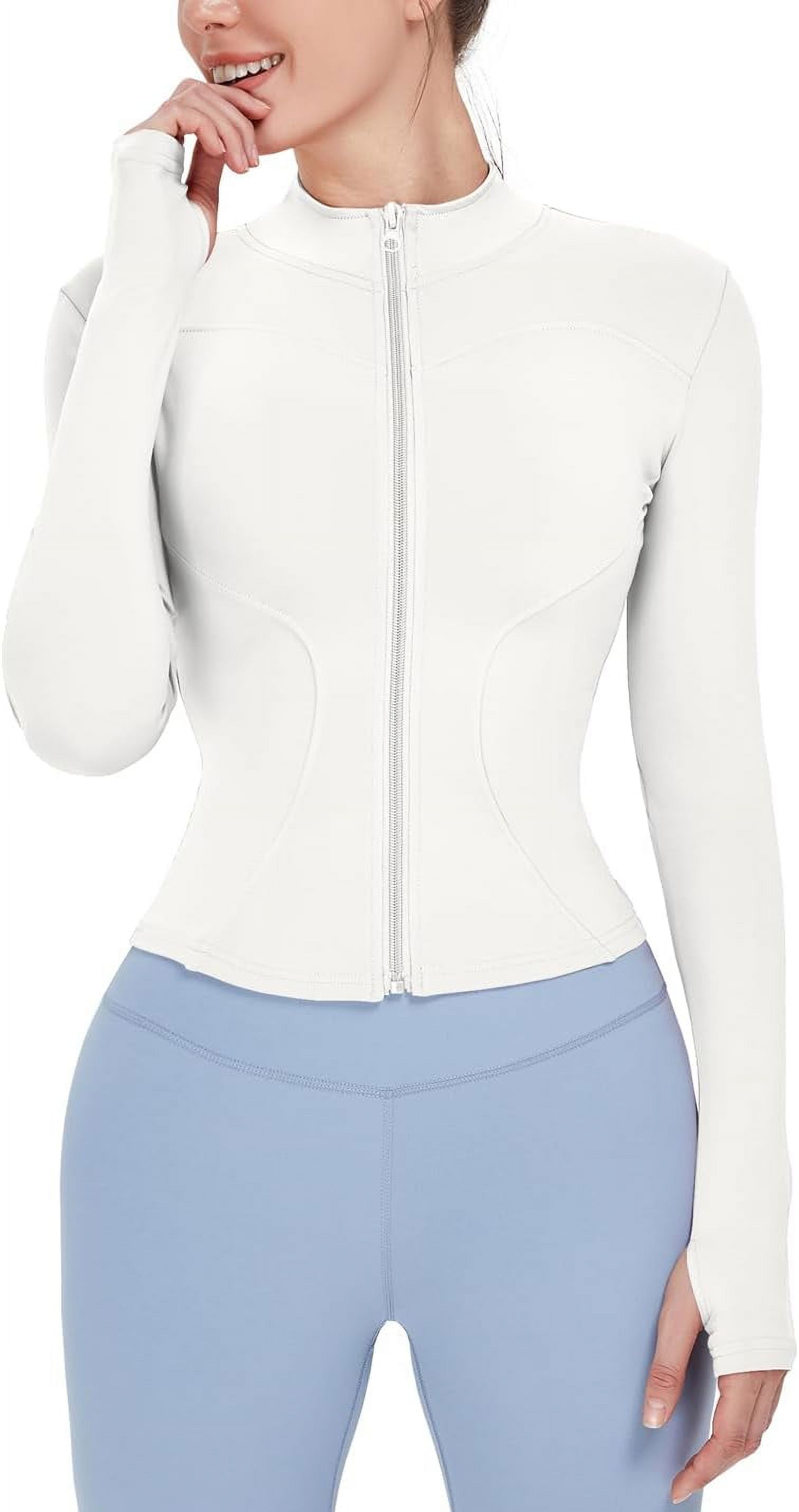 ORUYROP Veste de Course Légère Extensible pour Femmes avec Fermeture Éclair Complète et Trous pour les Pouces