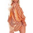 thumbnail image 3 of Women‘s Spring Long Sleeve V-Neck Striped Roll Up Sleeve Button Down Blouses Shirt Tops, 3 of 6