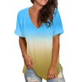 thumbnail image 2 of RKSTN Hauts Décontractés pour Femmes Blouse Imprimée Col en V Manches Courtes T-shirt Ample, 2 of 6