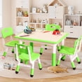 thumbnail image 2 of Ourlova Modern Kids Adjustable 31.5" Table and 4 Chair Set with Non-Slip Desk Legs & Graffiti Desktop Preschool Activity Kids Table Set, 2 of 9