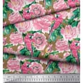 thumbnail image 2 of Soimoi Rayon Fabric Leaves,Rose & Parrot Bird Print Fabric by The Yard 56 Inch Wide, 2 of 3