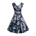 thumbnail image 3 of EGNMCR Robes de Soirée pour Femmes, Robes Formelles pour Femmes, Robes de Cocktail pour Femmes Sans Manches à Col en V Mi-Mollet Robe Confortable d'Été pour Femmes Sans Manches à Col en V Vintage Régulière à Imprimé Robe de Fête Robe pour Femme, 3 of 6