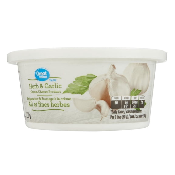 Fromage Creme Tartinade Fines Herbes & Ail Great Value