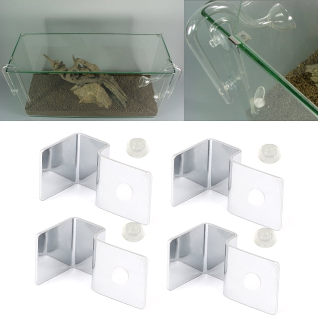 4PCS Stainless Steel Fish Glass Cover Support Bracket, Fish Tank Cover Holder Aquarium Glass Cover Support Bracket Holders for Protecting