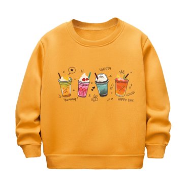 HNMKIU Girls Pullover Sweatshirts Girls And Boys Autumn And Winter Long Sleeve Plus Hoodie Pumpkin Print Casual Thick Warm Round Neck Children's Wear