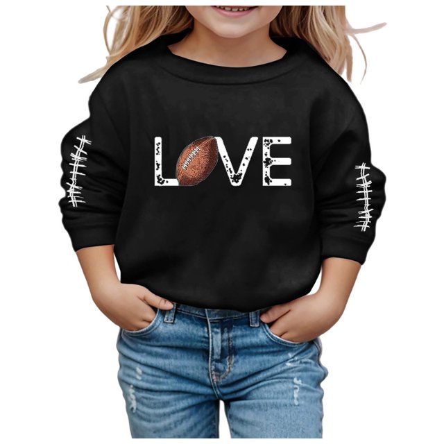 PMVFHDE Liquidation Chandails en Molleton Enfants Garçon Fille Unisexe Manches Longues Chandail en Molleton Doux Graphique Enfants Mignon Col Rond Pulls Haut Vêtements pour Filles Noir,160