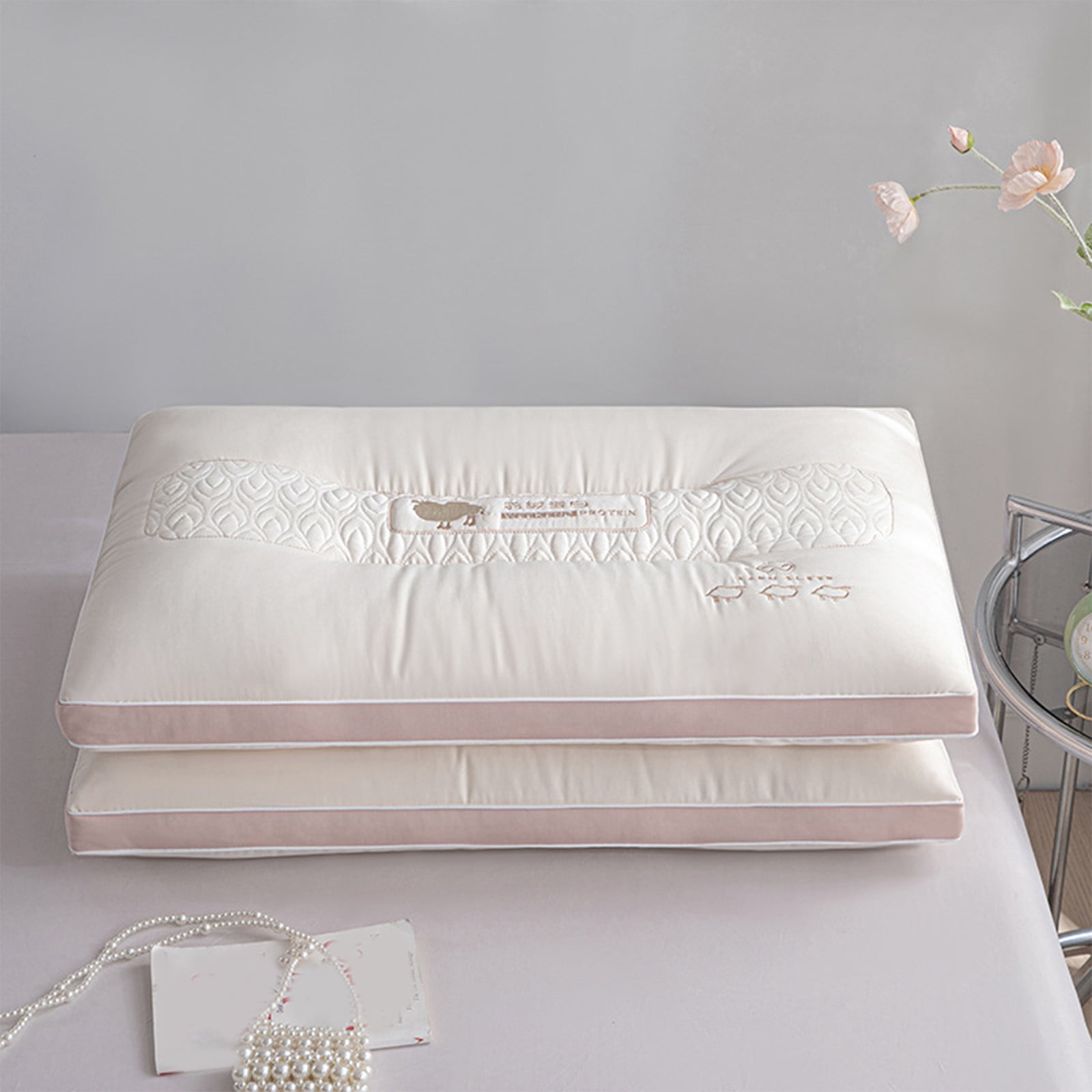 TopLLC Pillows, Bed Pillows, Sleeping Special Neck Pillow Natural Material Odorless Pillow No Collapse Pillow Suitable For Side Sleepers And Stomach Sleepers Removable Breathable Pil Natural Pillows