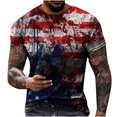 thumbnail image 1 of Mefallenssiah T-Shirt à Manches Courtes pour Homme Homme Décontracté Col Rond Populaire Impression Drapeau Numérique 3D Chandail Entraînement Physique Sport Manches Courtes T-Shirt Blouse Rose, 1 of 4