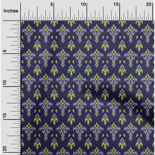 oneOone Tissu Popeline de Coton Imprimé Ikat Tourbillon & Paisley 1 Yard 42 Pouces de Large