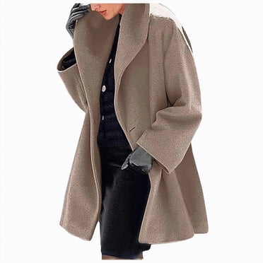 Splozh Winter Jackets Womens Winter Wool Coat Trench Jacket Ladies Warm Slim Long Overcoat Rose Gold,M