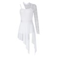 thumbnail image 4 of YONGHS Robe de Danse Lyrique pour Femmes, Dentelle Florale, Patchwork, une Épaule, Justaucorps Fluide, Blanc L, 4 of 7