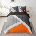 thumbnail image 2 of YST Geometric Triangle 7-Piece Bedding Set, King, Orange, Dark Grey, Light Grey, Aesthetic Geometry, Luxury Modern Simple Art Style, 2 of 5