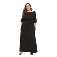 thumbnail image 1 of U.Vomade Robe d'Été pour Femme Grande Taille, Couleur Unie, Manches Courtes, Col Rond, Robe Décontractée, 1 of 5