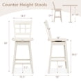 thumbnail image 3 of Gymax 4PCS 24.5 Inch Counter Height Bar Chairs Swivel Bar Stools w/ Hollow Backrest White, 3 of 8