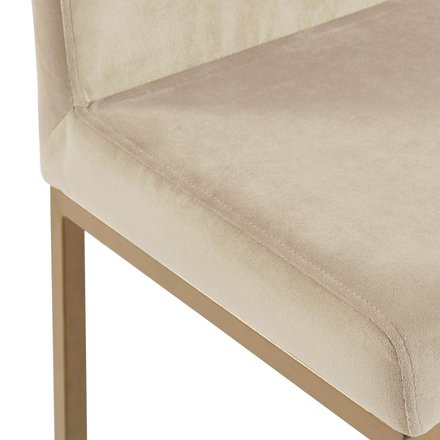 Contemporaine Velours et Métal Tabouret de Comptoir, 26 Po, Jeu de 2 - Beige et Or Vieilli