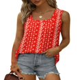 thumbnail image 2 of CHUANK Tank Tops for Women Pleated Square Neck Sleeveless Summer Tops Curved Hem Flowy Shirts, 2 of 8