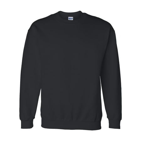 Gildan DryBlend® Crewneck Sweatshirt 12000 in a solid black colour. This men's casual sweatshirt features a classic crewneck design with ribbed cuffs and hem, offering a comfortable and versatile fit. Ideal for layering or standalone wear.