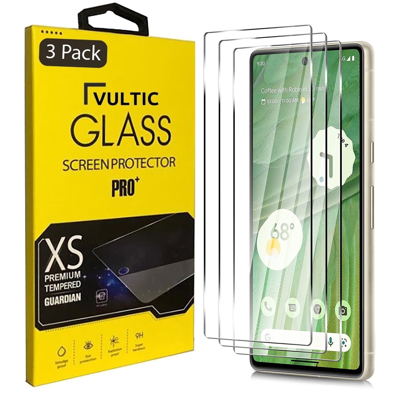 Vultic [3 Pack] Screen Protector for Google Pixel 7 [Case Friendly], Tempered Glass Film Cover
