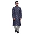 thumbnail image 1 of Atasi Designer Kurta Pajama For Men Printed Straight Kurta Set Summer Clothing, 1 of 5